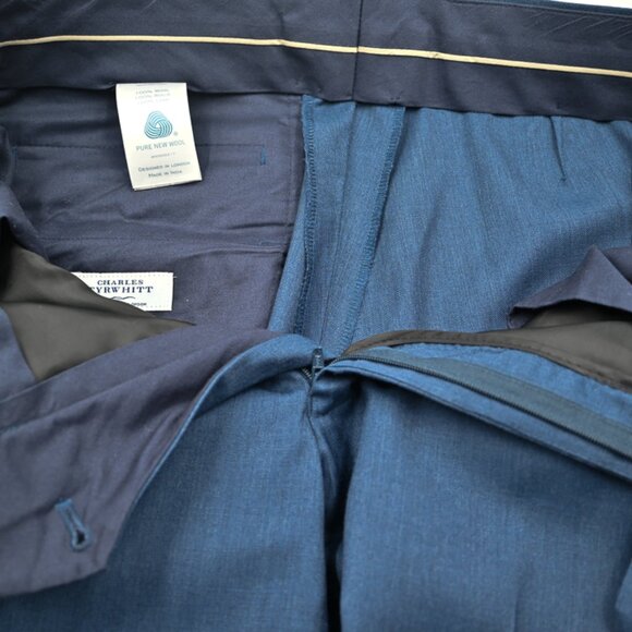 Charles Tyrwhitt Super 110 Wool Slim Fit Mid Blue Working Cuffs Suit 38S 32x29 - Picture 11 of 12